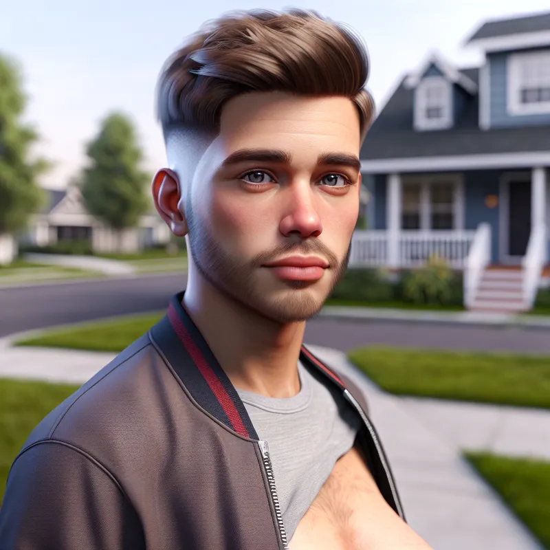 American Teenage Boy with Nine-Month Pregnancy Digital Portrait