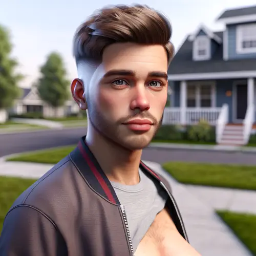 Youthful American Teenage Boy Nine-Month Pregnancy Realistic Portrait