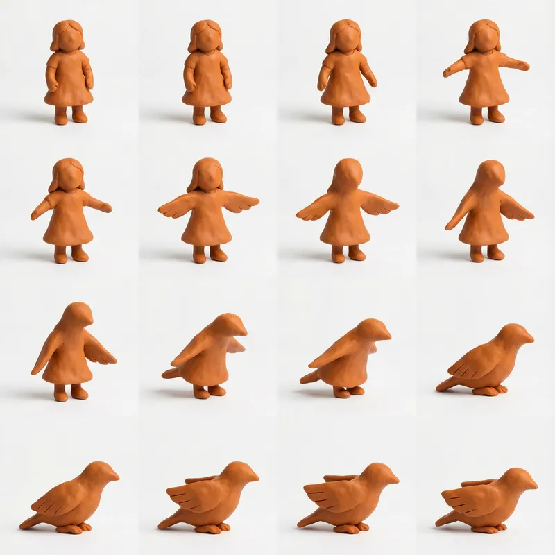Smooth Claymation: Girl to Bird Animation