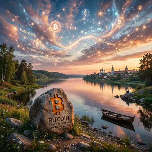 Serene Bitcoin Landscape by Volga River