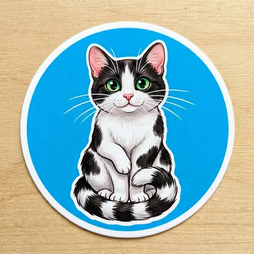 Playful Black and White Cat Sticker - Cute Feline Design