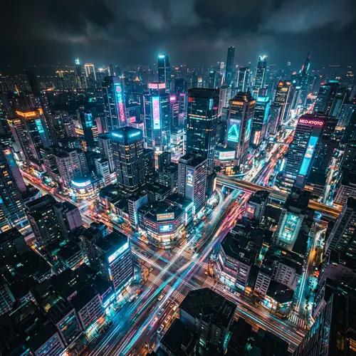 Neon Cyberpunk Cityscape at Night | Futuristic City Photography