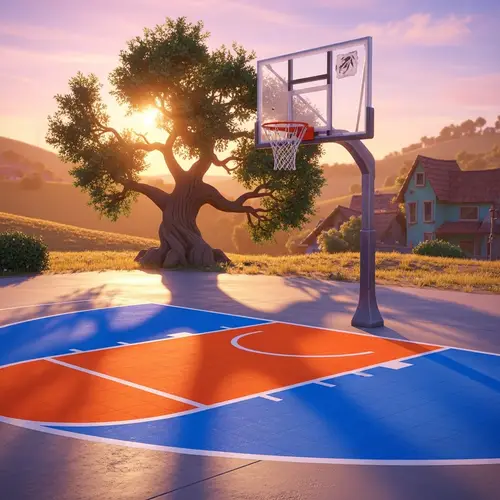 Pixar Style Basketball Court Image