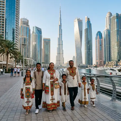 Ethiopia Habesha Family Trip to Dubai in Traditional Dress
