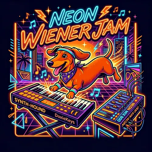 Retro '80s Style Cartoon Dachshund T-Shirt Design