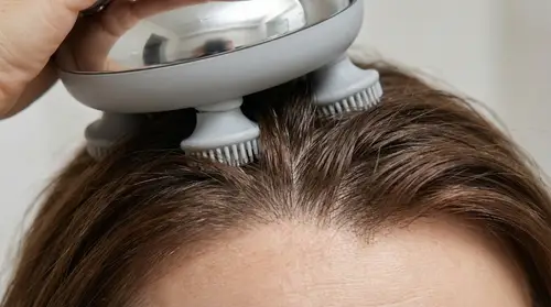 Close-Up of Scalp Massager in Action
