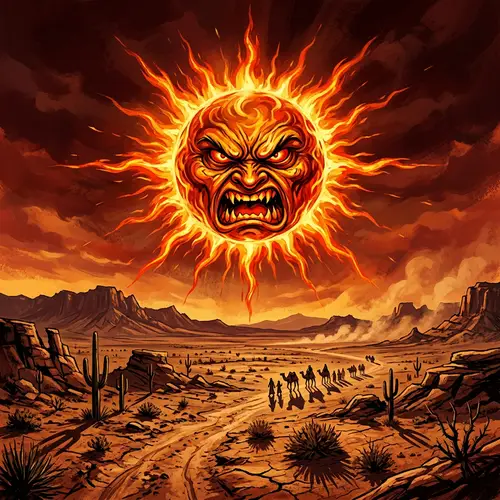 Angry Sun Illustration | Intense Radiating Rays