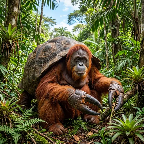 Orangutan Monster with Shell and Pincers