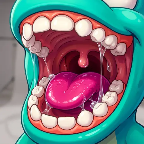 Fictional Character Mouth | Glossy Tongue & Uvula Close-Up