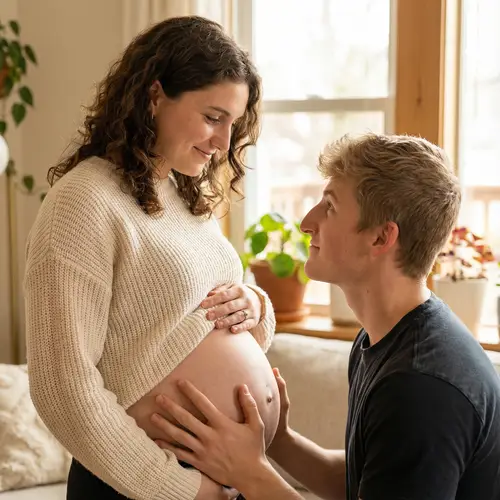 Pregnant Woman and Partner Cherishing Moments