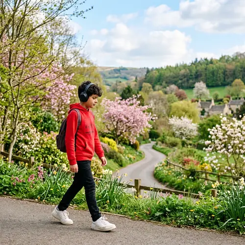 Spring Tenderness: Hispanic Pre-teen Boy Enjoying Nature