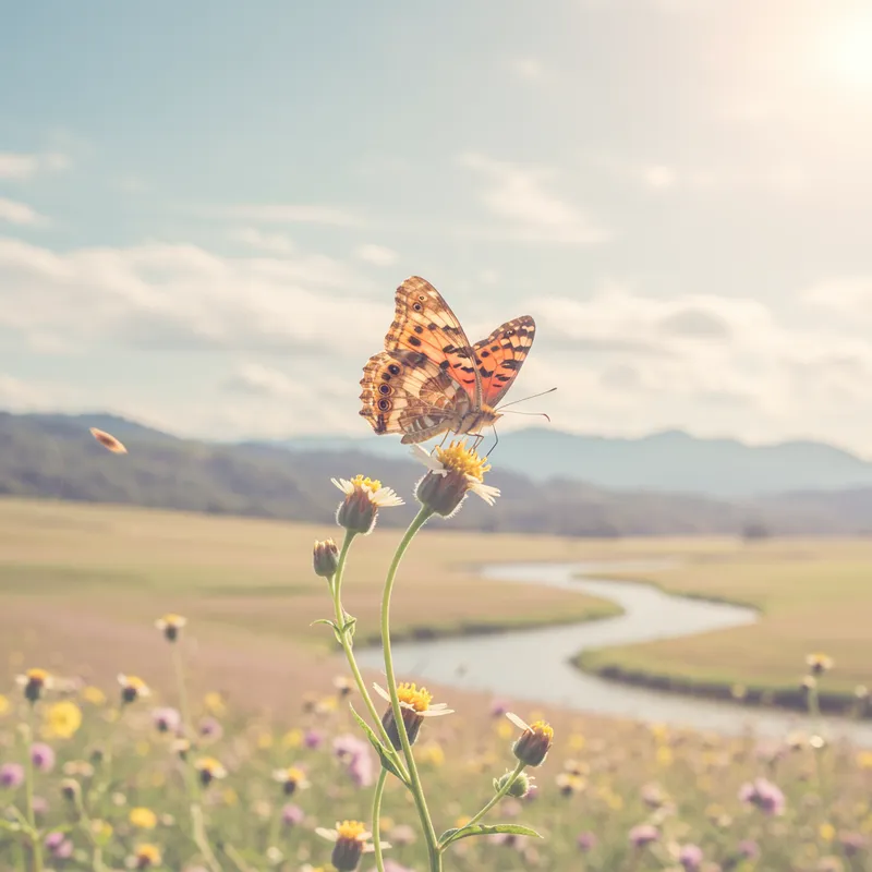Pastel Landscape Butterfly Art