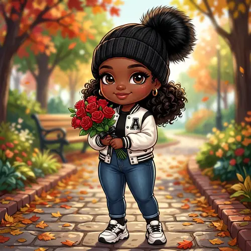 Cute Slim Thick Dark Skin Chibi Doll Illustration