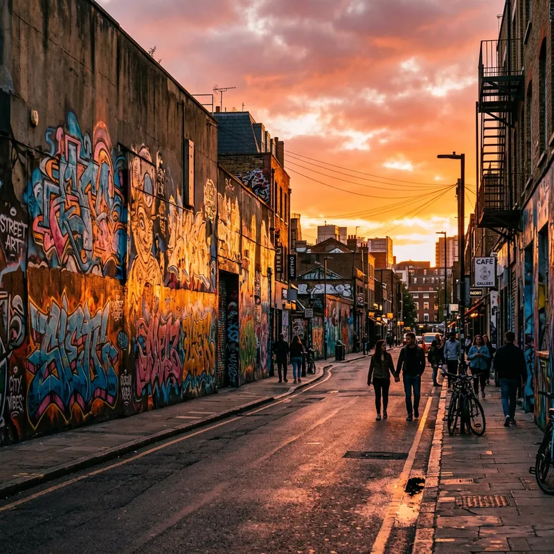 Stunning Urban Sunset: Graffiti Wall in Evening Light Stunning Urban Sunset: Graffiti Wall in Evening Light