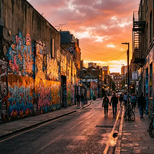 Urban Sunset: Graffiti Art in Evening Light