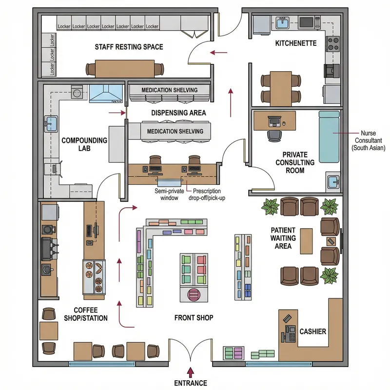 Pharmacy Floor Plan: Privacy Dispensing, Compounding & More