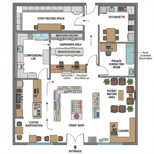 Pharmacy Floor Plan: Dispensing, Compounding, Waiting Area & More