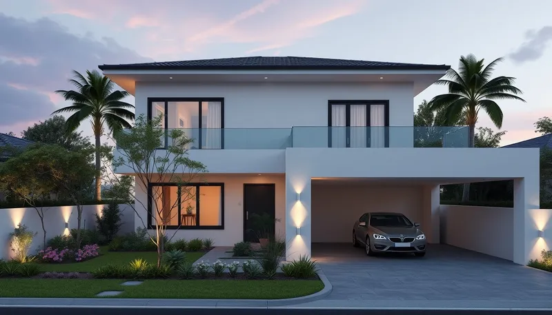 Minimalist Three-Story House with Garden and Parking Minimalist Three-Story House with Garden and Parking