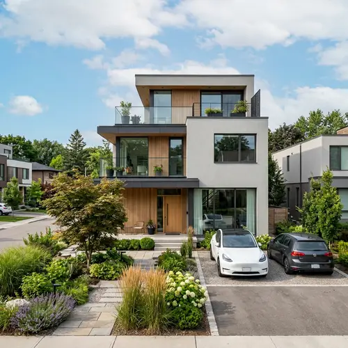 Modern Minimalist 3-Story House with Garden & Parking