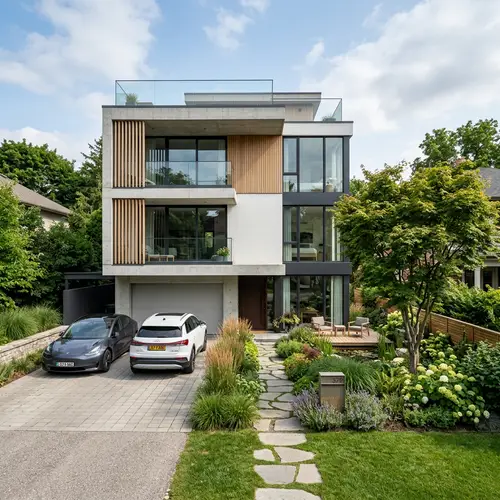 Stunning Minimalist Three-Story House with Garden