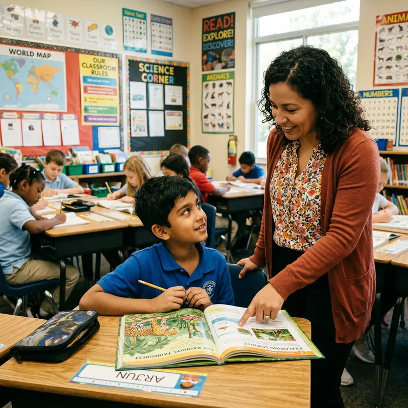 Engaged Student Receives Special Instruction from Supportive Teacher