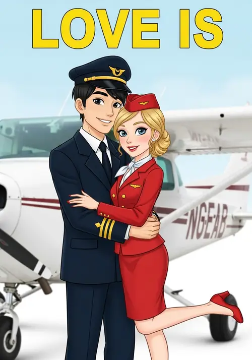 Love is: Couple in Aviation Theme