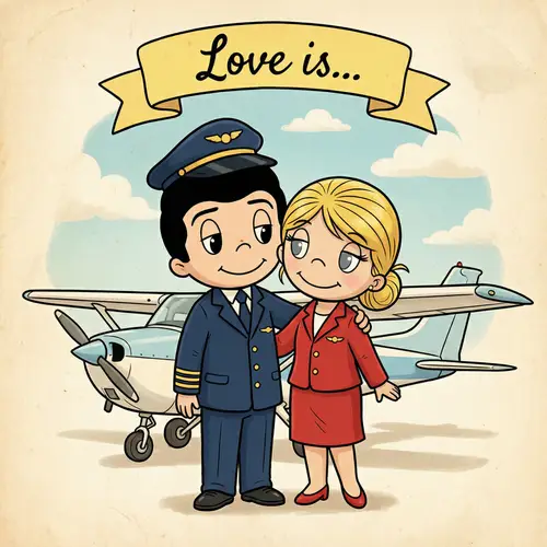 Love is: Couple in Aviation Theme