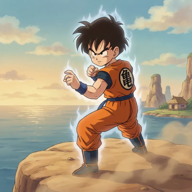 Cinematic Anime Boy in Classic Dragon Ball Style