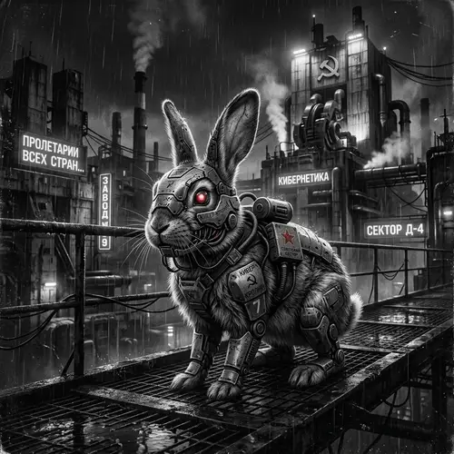 Cyberpunk Bunny Inspired by Soviet Cinema