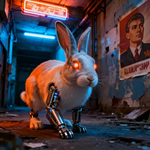 Cyberpunk Bunny Inspired by Soviet Cinema