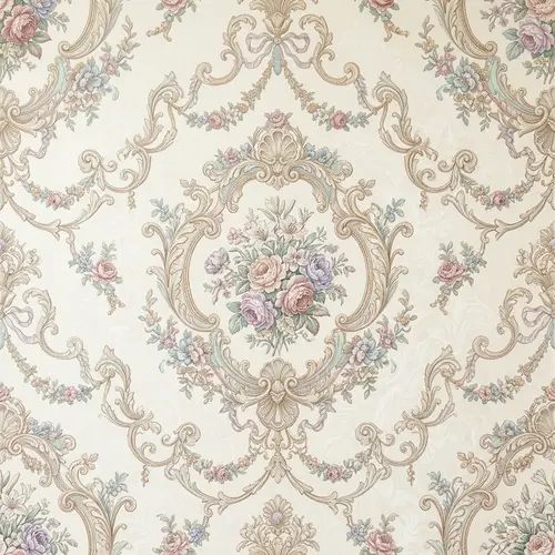 Elegant Floral Wallpaper Design in Pastel Colors | Baroque Style