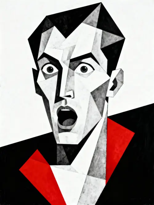 Surprised Man in Constructivism Art Style