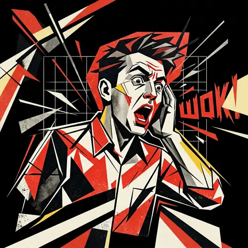 Surprised Man in Constructivism Art Style