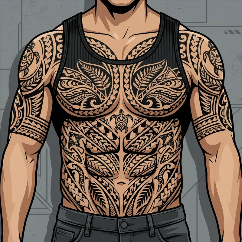 Detailed Full Chest Tattoo Vector Art Detailed Full Chest Tattoo Vector Art
