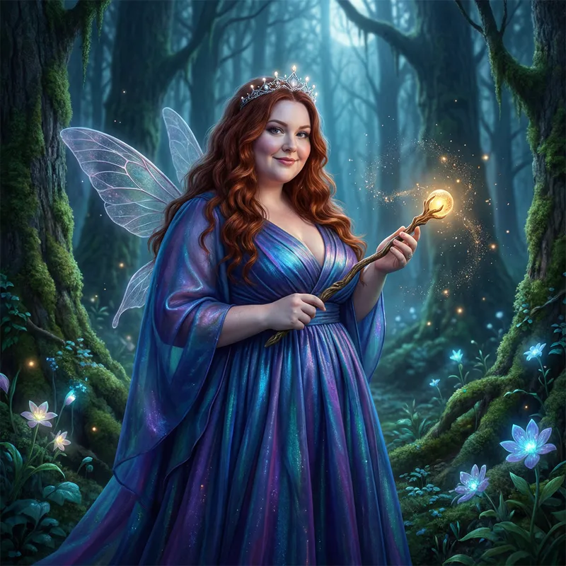 Enchanting Chubby Fairy with Long Hair | Magical Plus-size Character