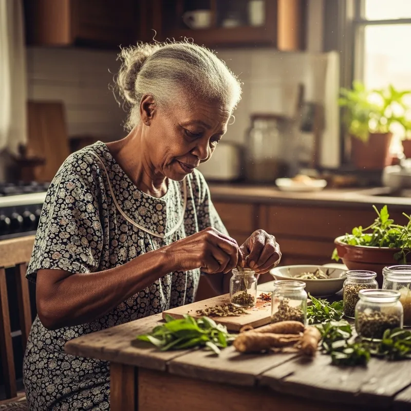 Old Grandma Crafting Herbal Remedies
