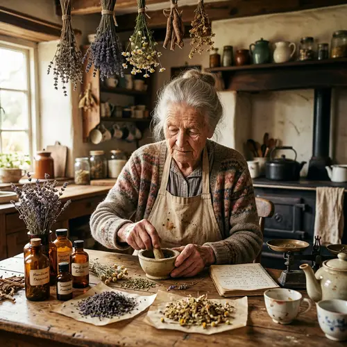 Old Grandma Crafting Herbal Remedies