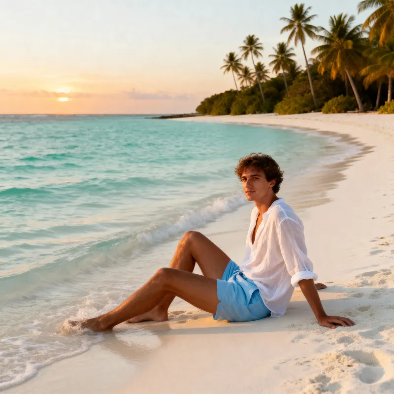 Relaxing on the Beach in Maldives