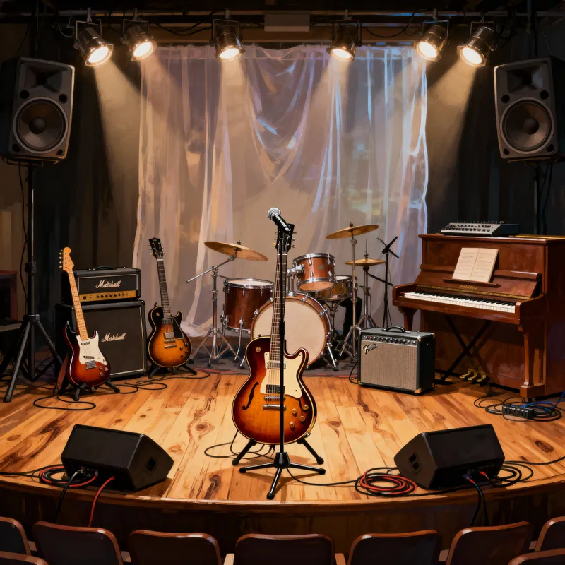 Stage Setup for a Music Band: Detailed Illustration