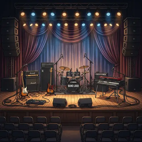 Stage Setup for a Music Band: Detailed Illustration