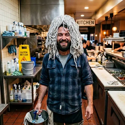 Male Figure with Mop Hair - Unique Art Concept