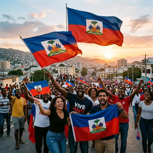 Triumphant Victory Scene of Unity in Haiti