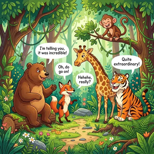 Enchanting Forest Animal Gathering - Clipart Style