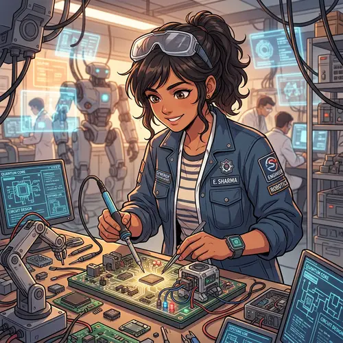 South Asian Female Scientist in Anime Style