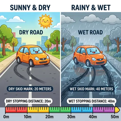 Difference in Stopping Distances: Wet vs Dry Conditions