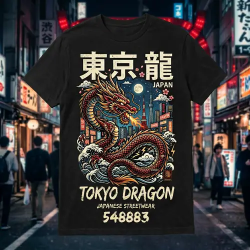 Japanese Tokyo Dragon Shirt Design