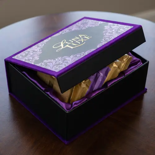 Luxurious Black & Purple Sanitary Pad Packaging Box