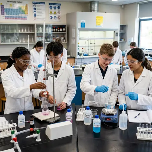 High School Chemistry Lab Experiment with Diverse Students
