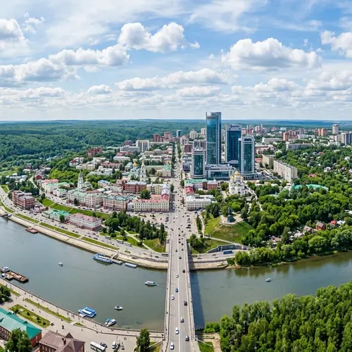 Panoramic View of Ufa City, Russia | Classic Architecture & Skyscrapers