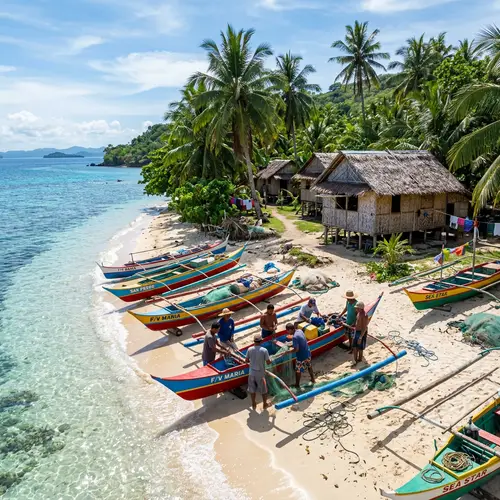 Tropical Coastal Scene in the Philippines